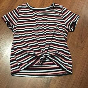 striped tied crop top